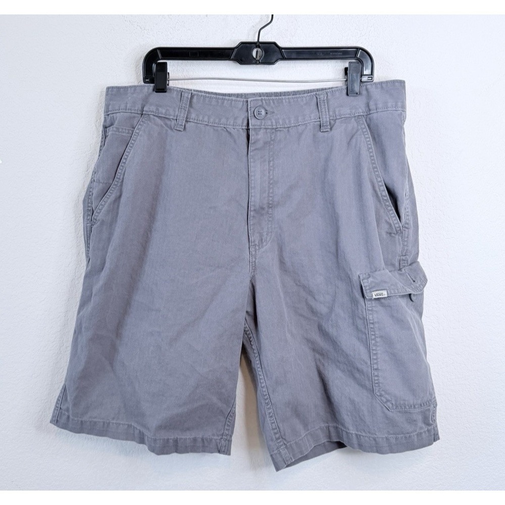 Vans Cargo Shorts Men's 38 Gray Canvas Utility Pockets 11" Leg Skate Outdoor Y2K